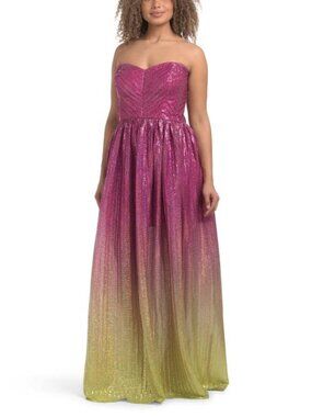 open lace back dress Jaclyn Metallic Gown  Dress the Population